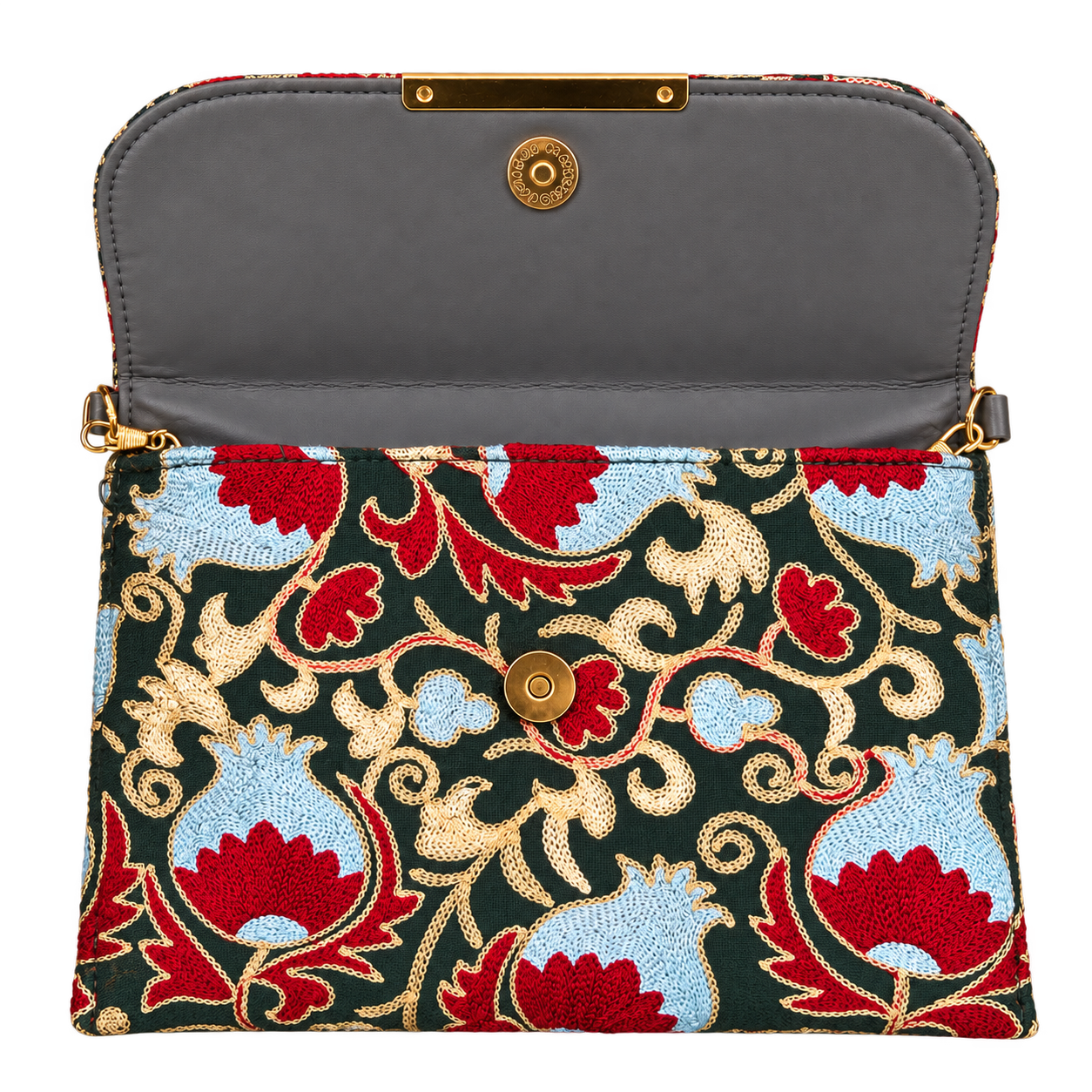Embroidered Silk Bags — open interior view