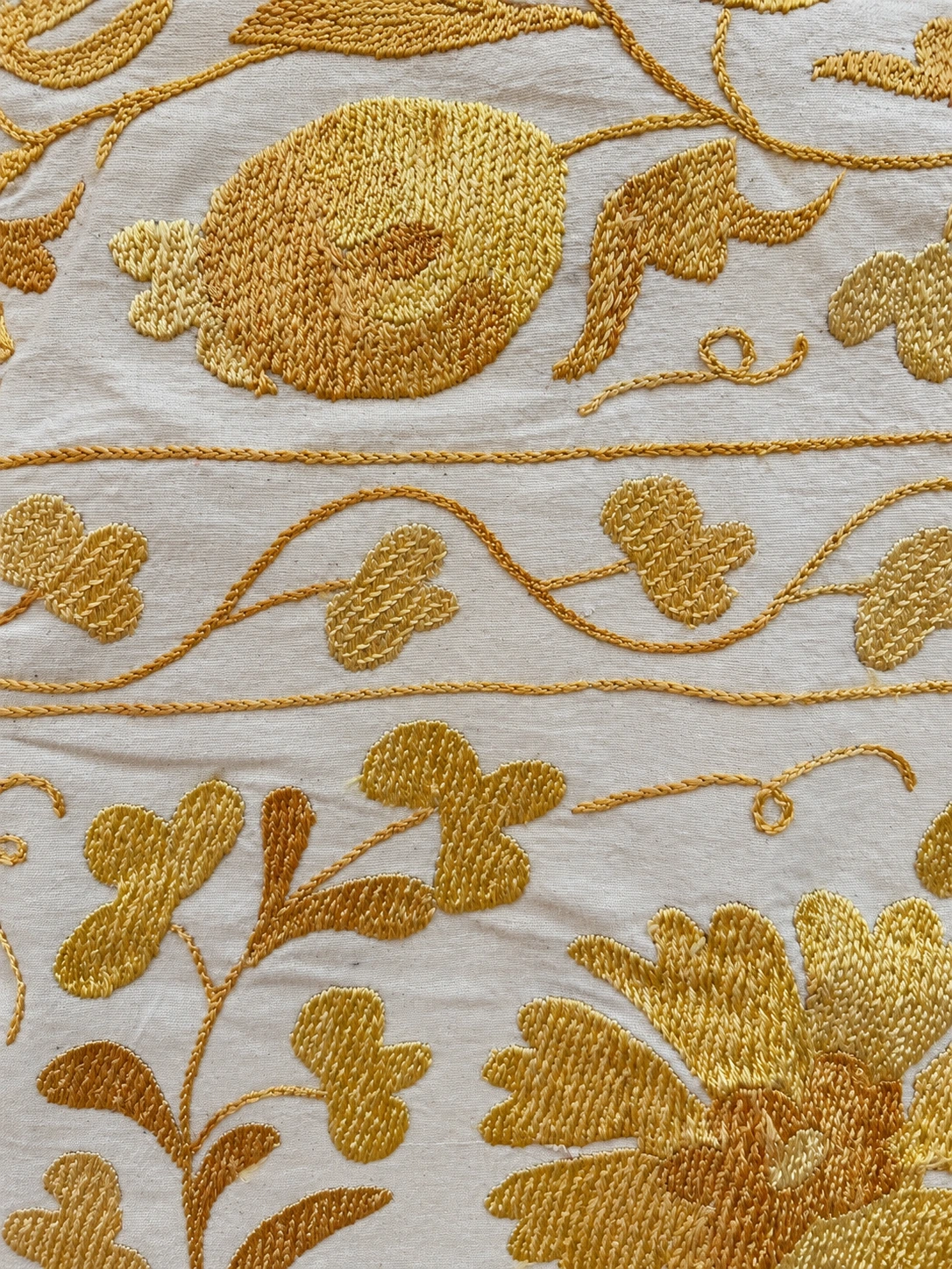 Suzani Jacket — fabric and embroidery detail, lighting-adjusted from a source photograph