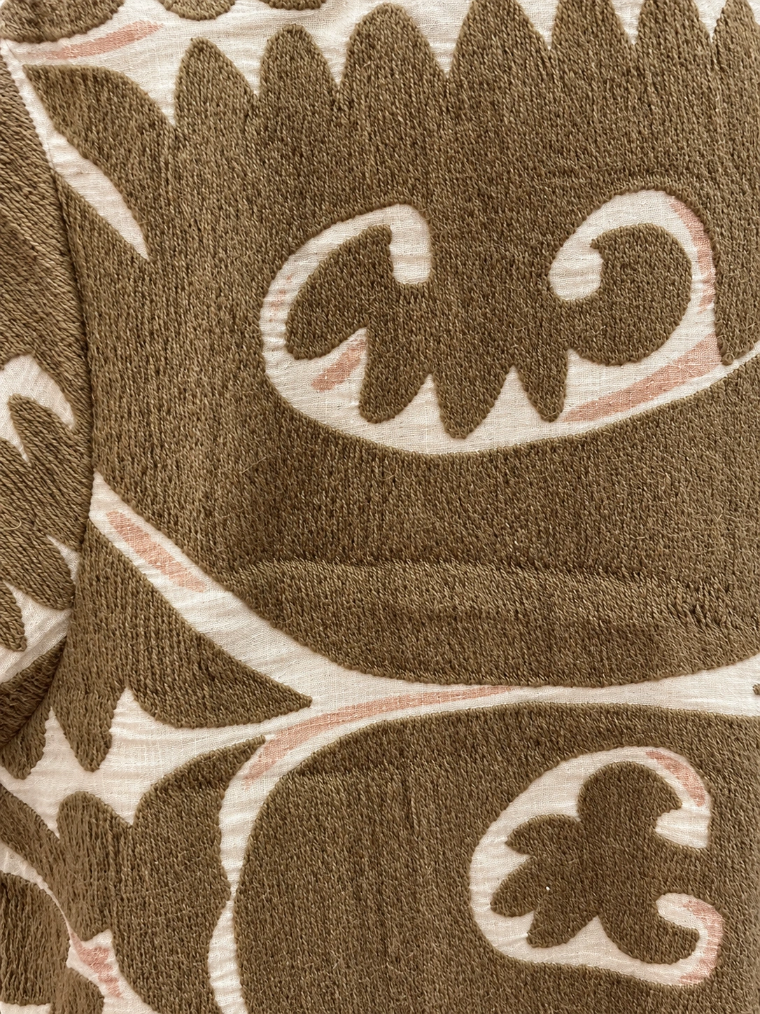 Cotton Kaftan — fabric and embroidery detail, lighting-adjusted from a source photograph