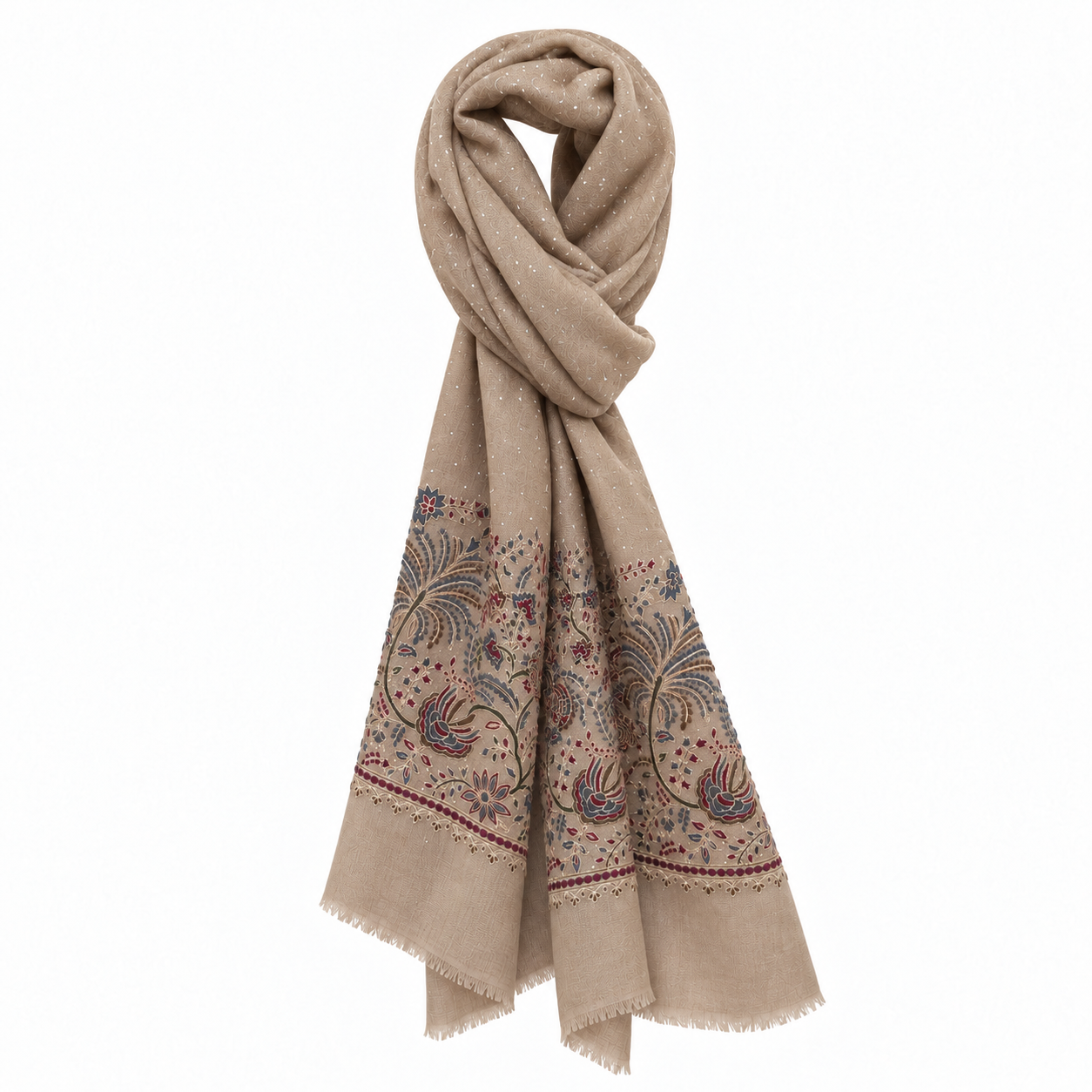 Embellished Border Cashmere Shawls — general view