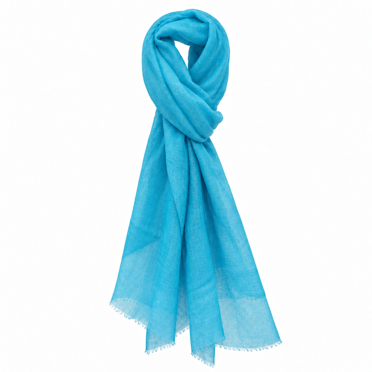 Turquoise fine plain cashmere shawl — general view