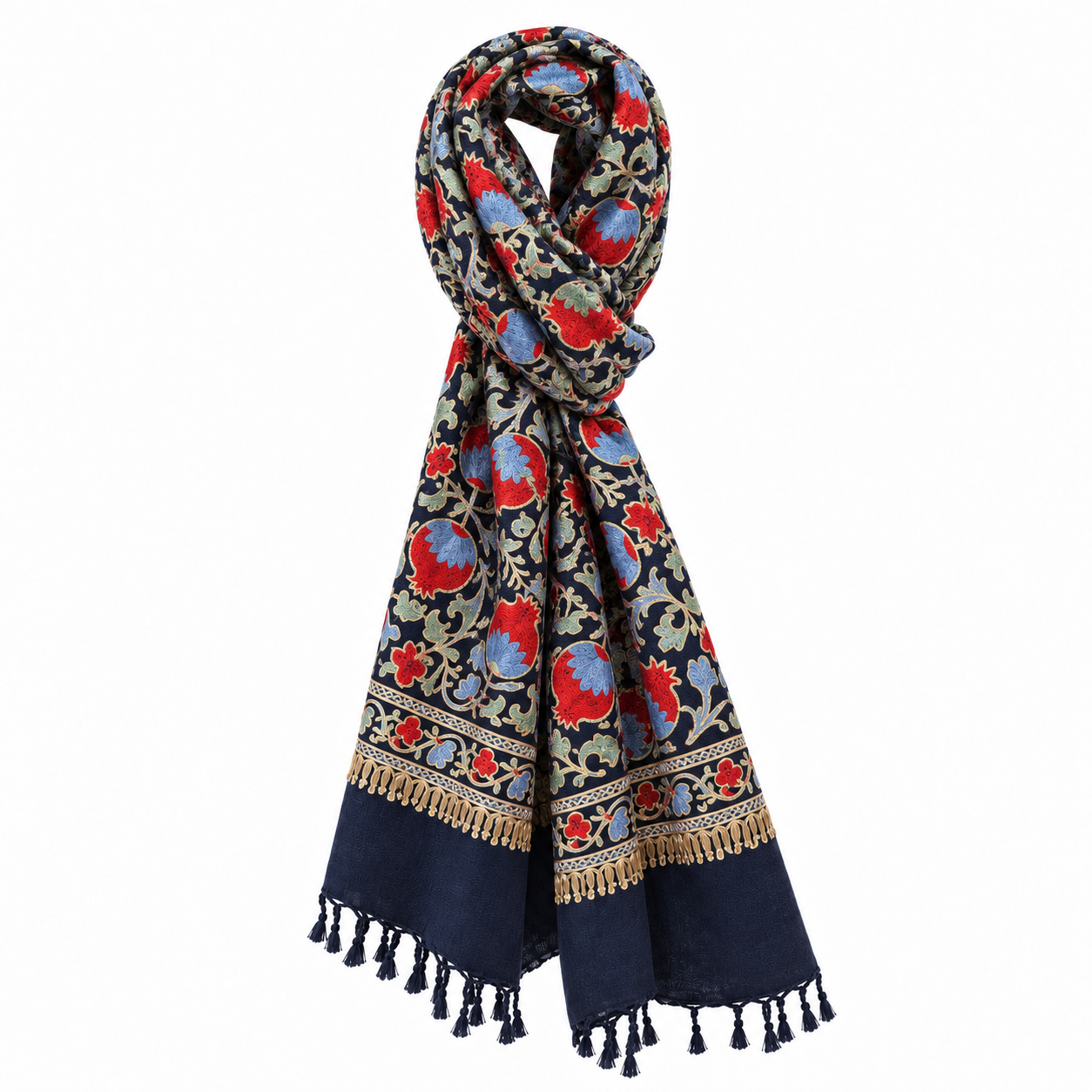 Silk-Embroidered Wool Shawls — general view