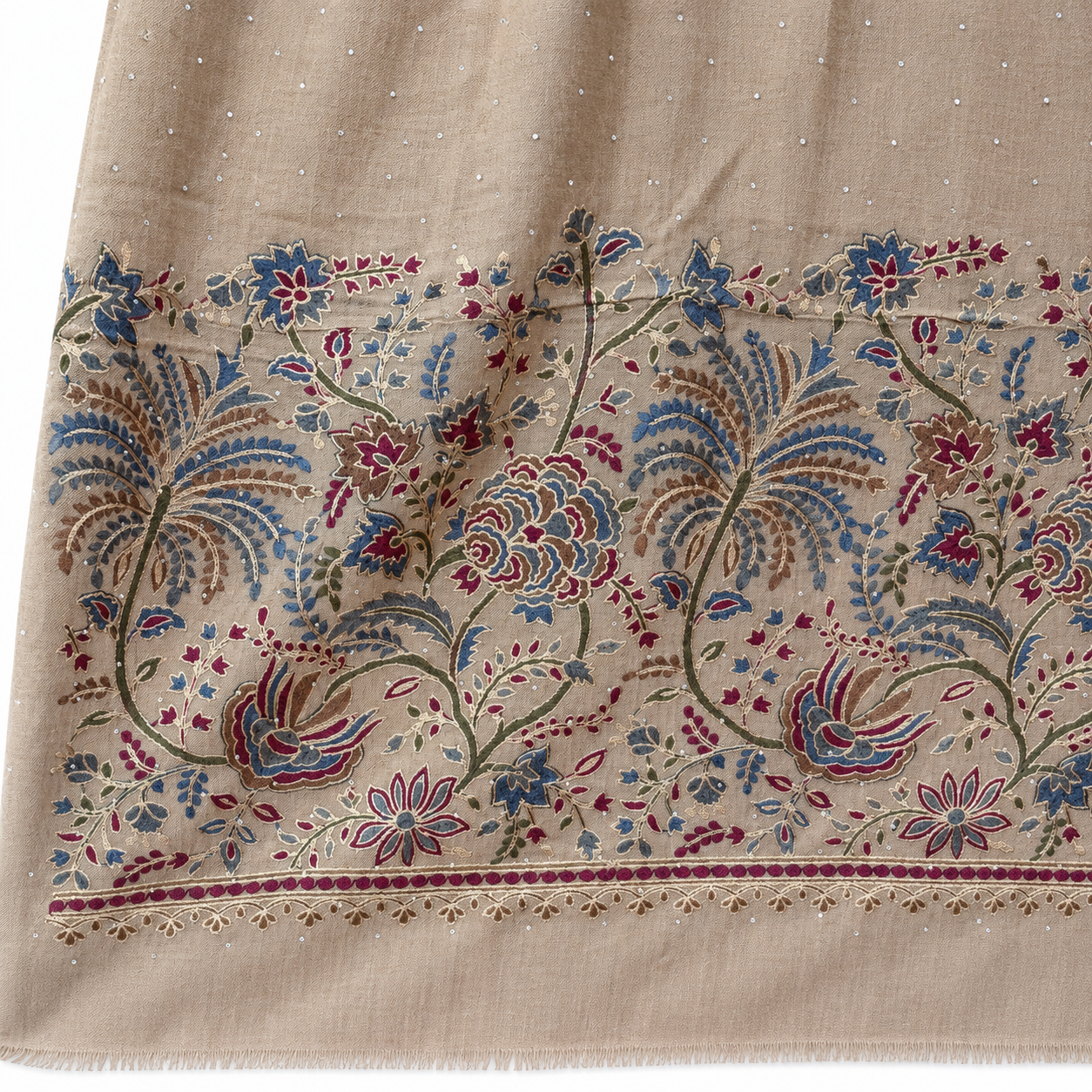 Embellished Border Cashmere Shawls — textile close-up