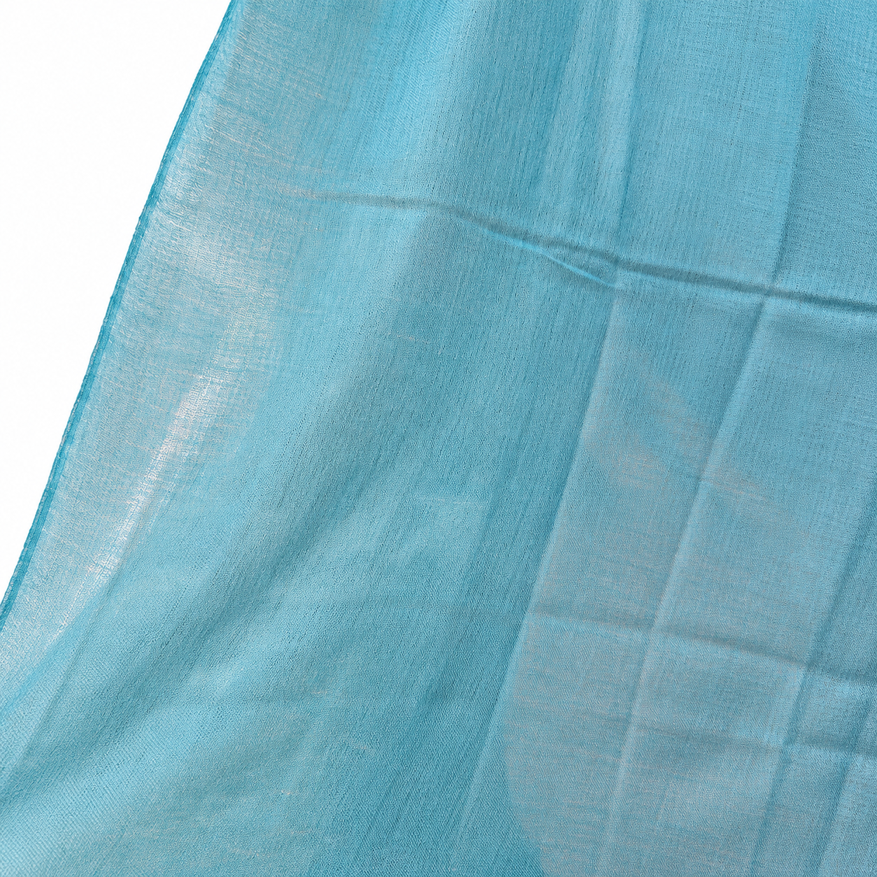 Turquoise fine plain cashmere shawl — textile close-up