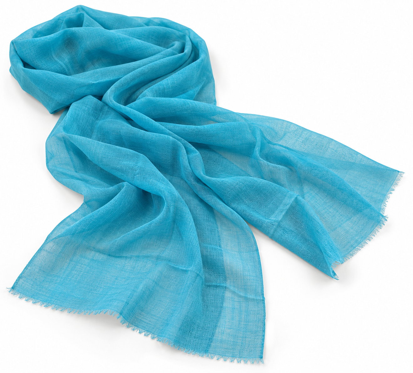 Turquoise fine plain cashmere shawl — natural drape