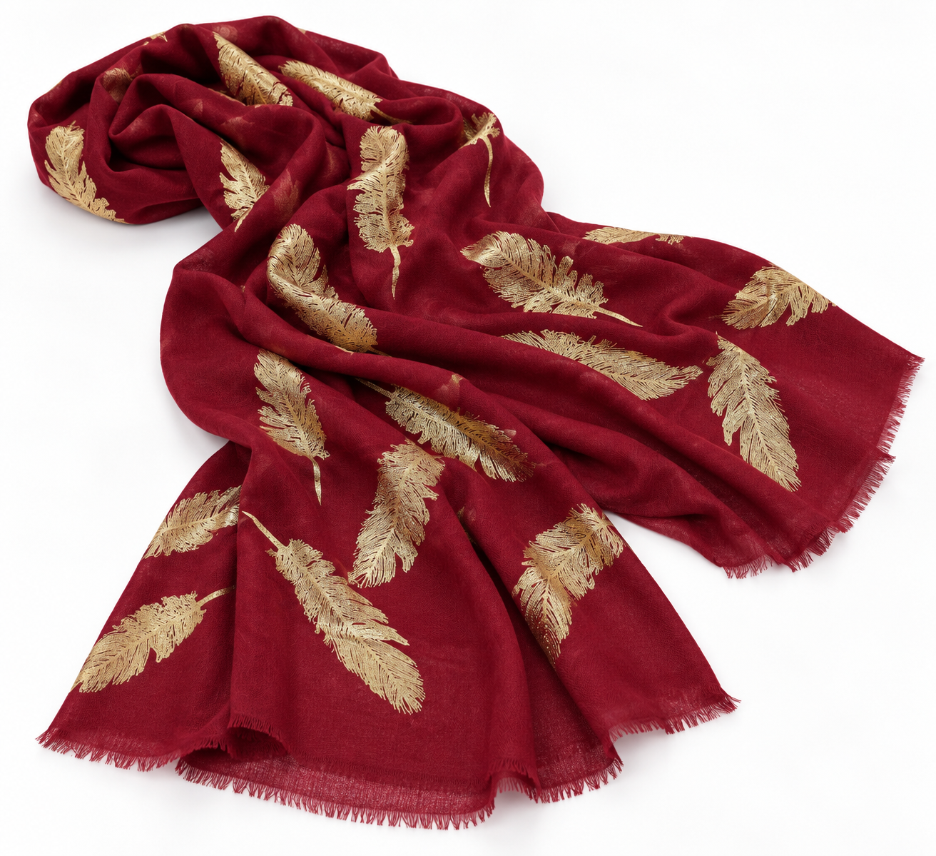 Gold-Motif Cashmere Shawls — natural drape