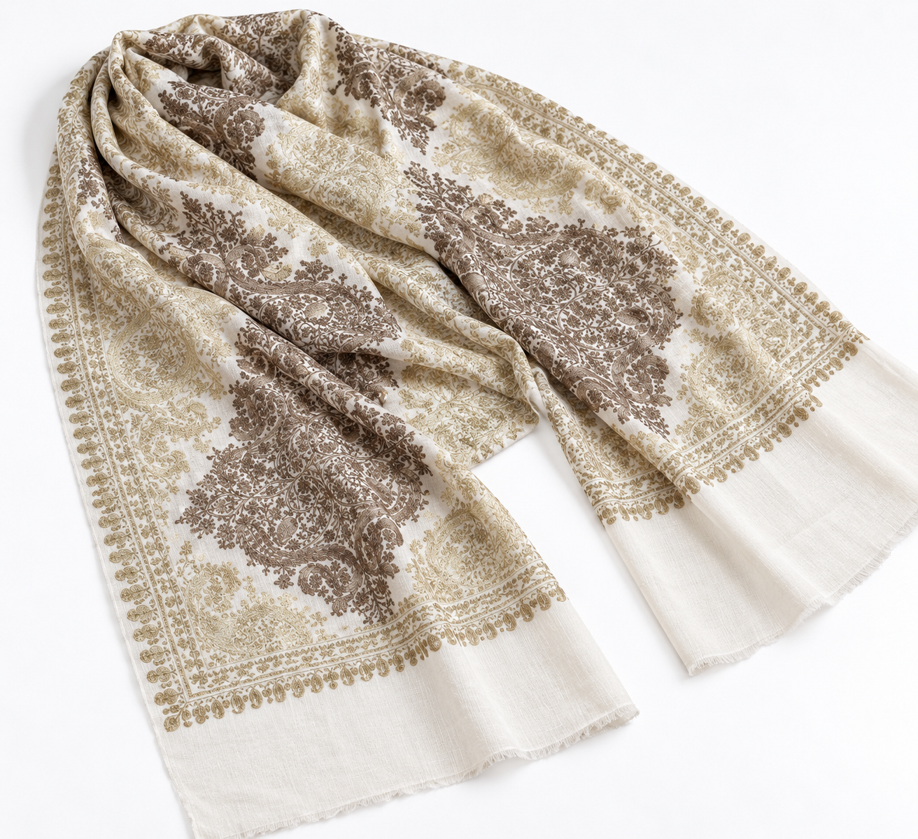 Hand-Embroidered Silk Shawls — natural drape