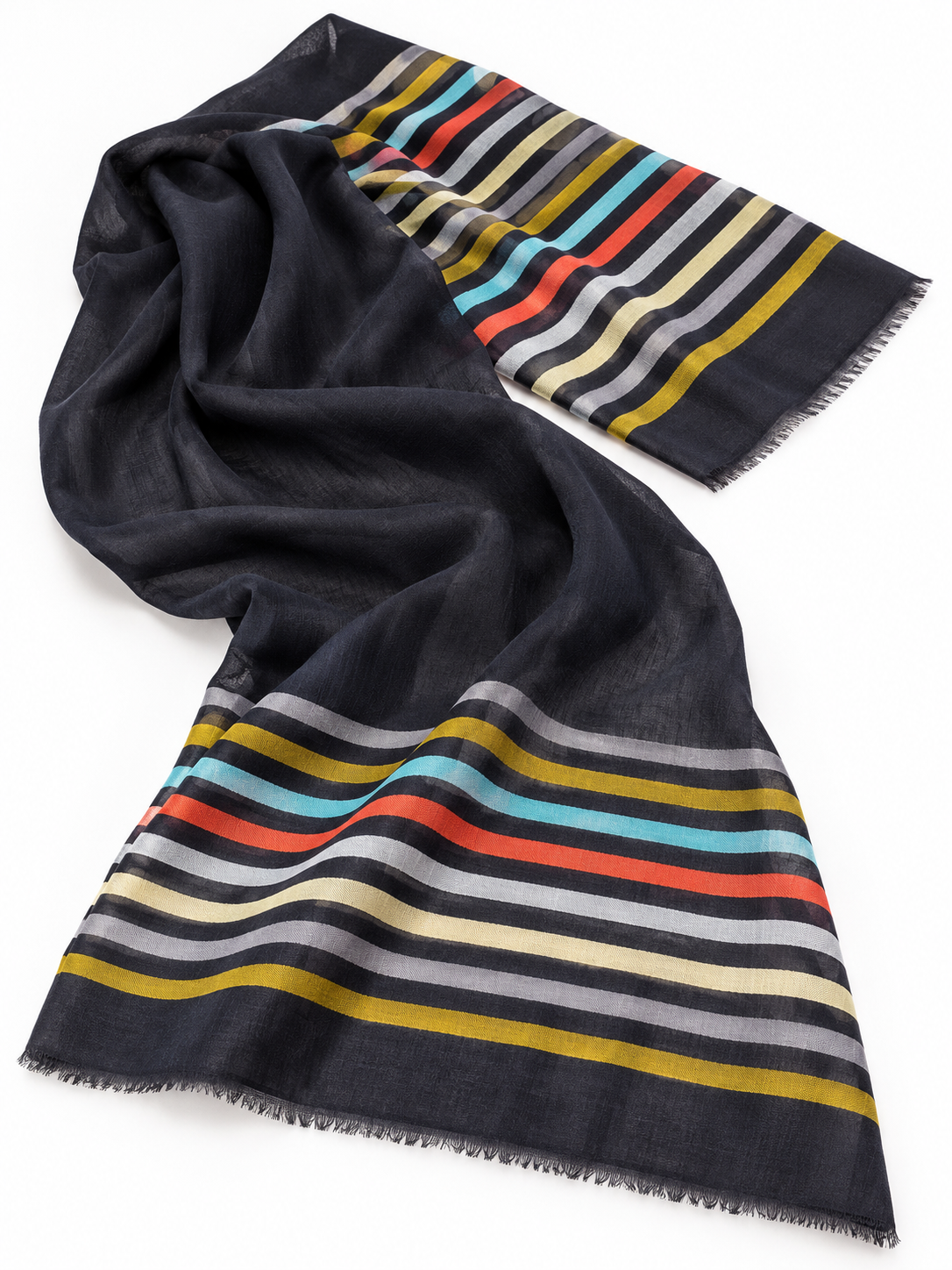 Rainbow Stripe Silk Shawls — natural drape
