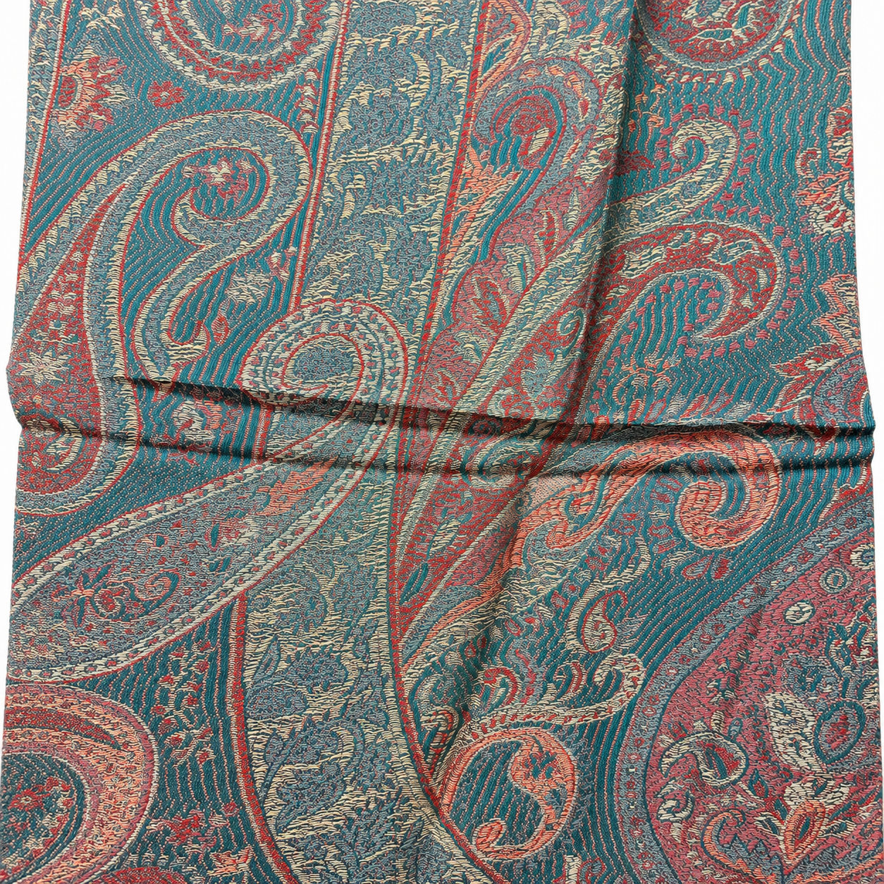 Paisley silk shawl — textile close-up