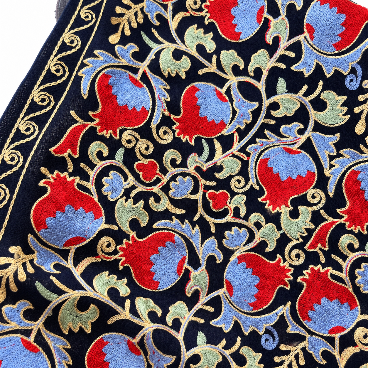 Silk-Embroidered Wool Shawls — textile close-up
