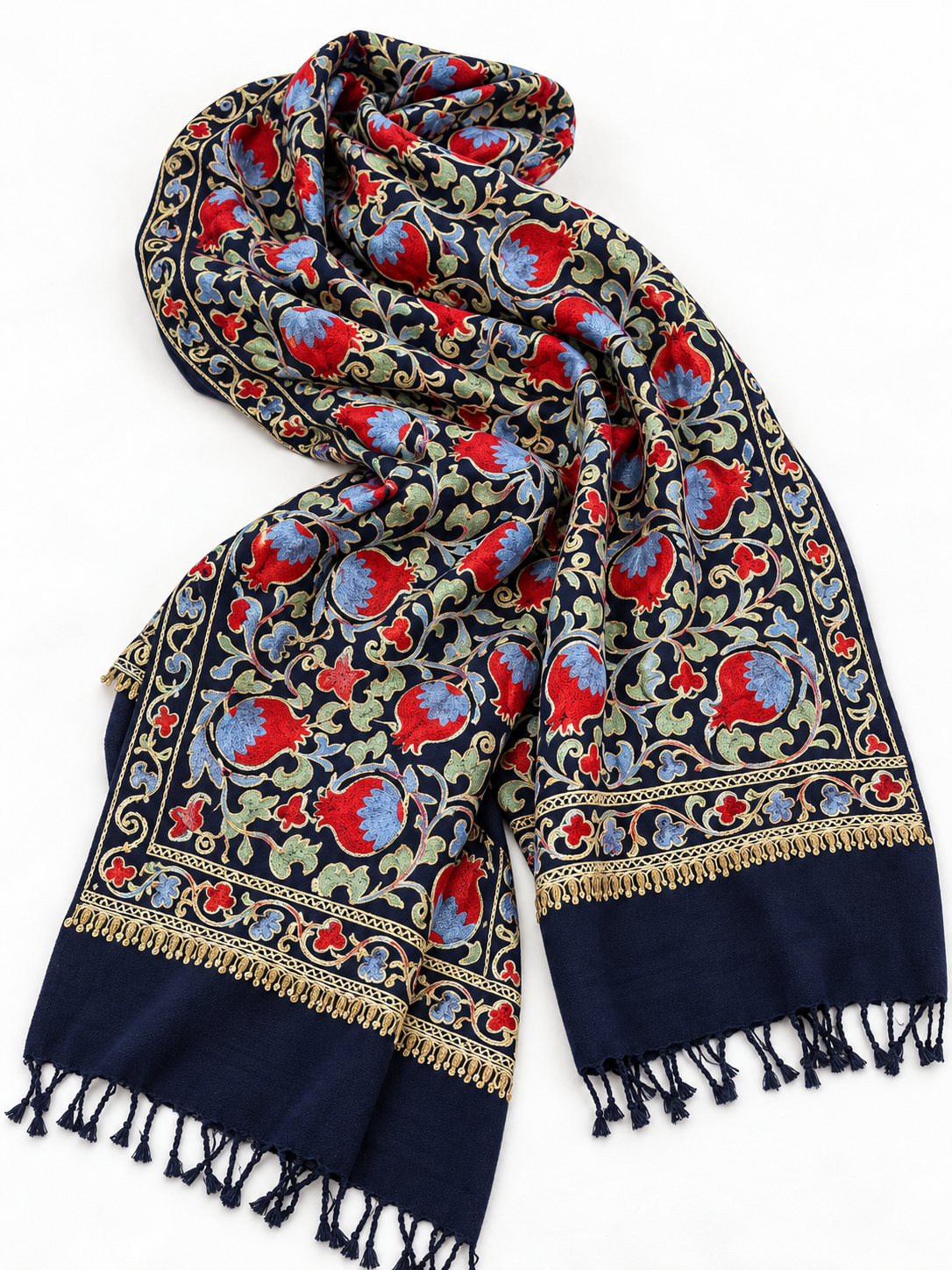 Silk-Embroidered Wool Shawls — natural drape