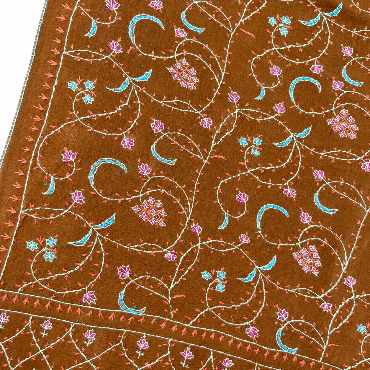 Very Fine Embroidered Cashmere Shawls — textile close-up