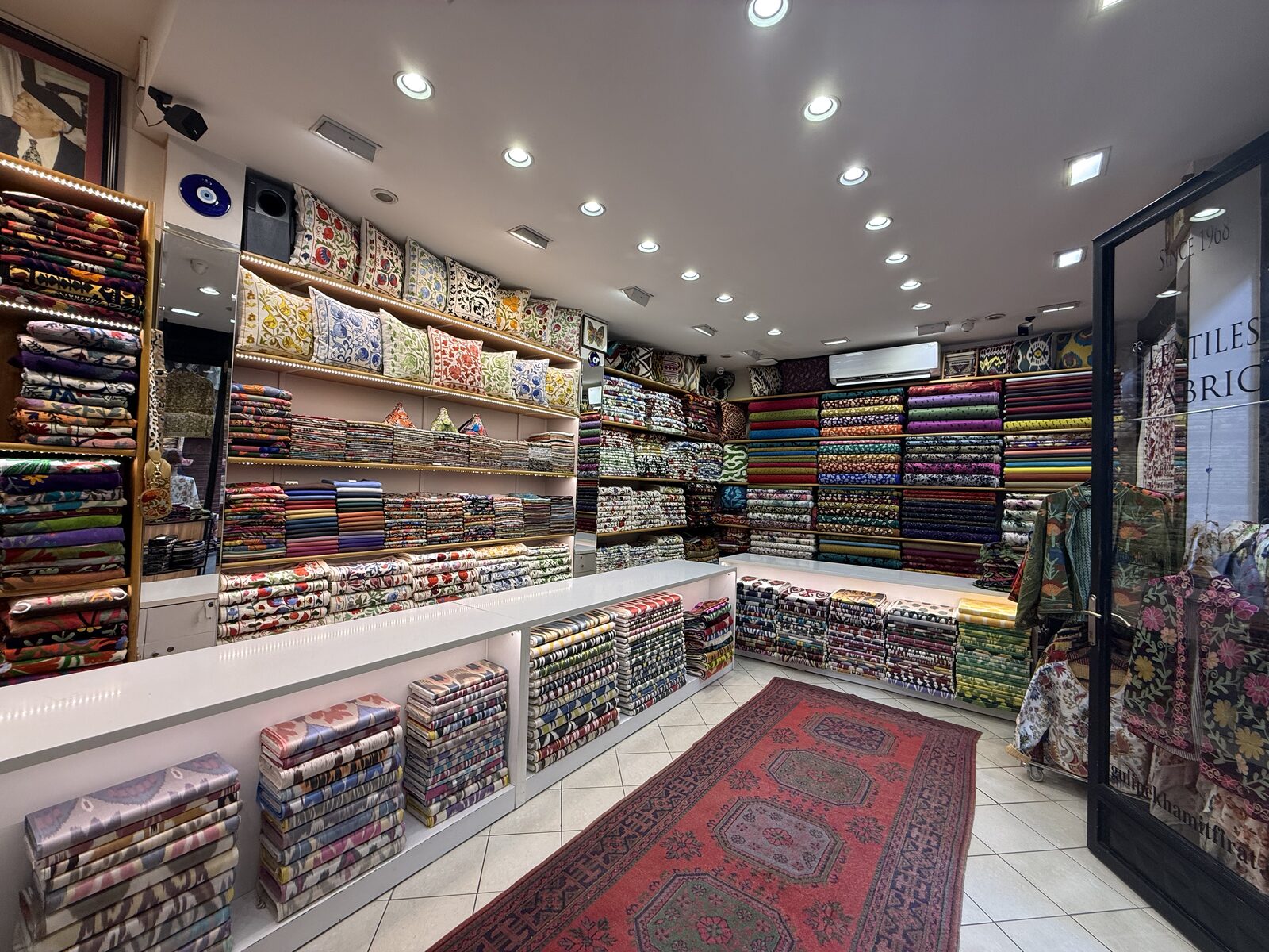 Silk and cashmere textile collection on display at Gülipek Hamit Fırat Headquarters