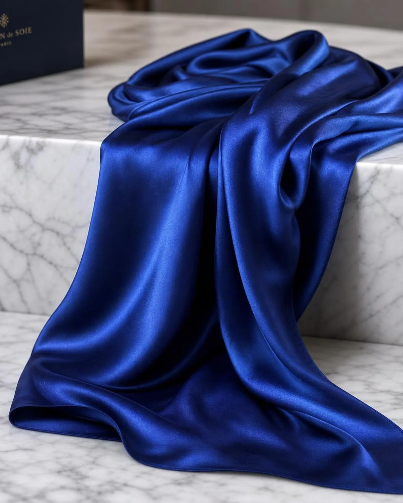 Silk scarf draped to show weight and lustre — Gülipek Hamit Fırat